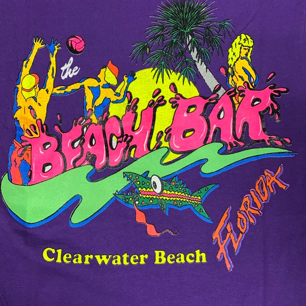 Vintage single stitch neon beach bar clearwater Florida tee t-shirt men small